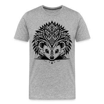 Hérisson tribal - T-shirt bio Premium Homme - gris chiné - Devant - Damien (186cm)