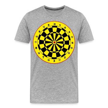 Fléchettes, fléchettes, fléchettes, autocollants, jeu de fléchettes - T-shirt bio Premium Homme - gris chiné - Devant - Damien (186cm)