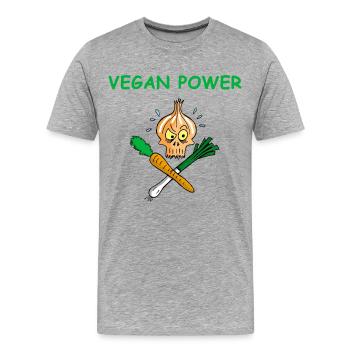 The power of vegans - Men's Premium Organic T-Shirt - heather grey - Front - Damien (186cm)