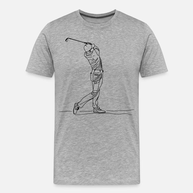 Golf Boy One Line Drawing - Männer Premium Bio T-Shirt - Grau meliert