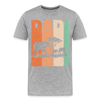 Father's Day Elephant Dad High Two Kids Gift - Men's Premium Organic T-Shirt - heather grey - Front - Damien (186cm)