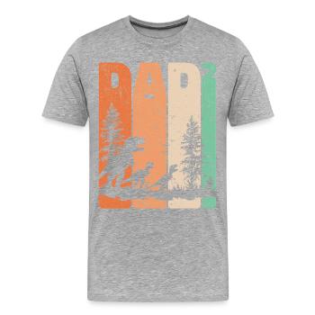 Tyrannosaurus Rex Design Dad Hoch 2 Väter Geschenk - Männer Premium Bio T-Shirt - Grau meliert - Vorne - Damien (186cm)