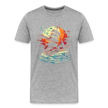 Segelschiff - Männer Premium Bio T-Shirt - Grau meliert - Vorne - Damien (186cm)