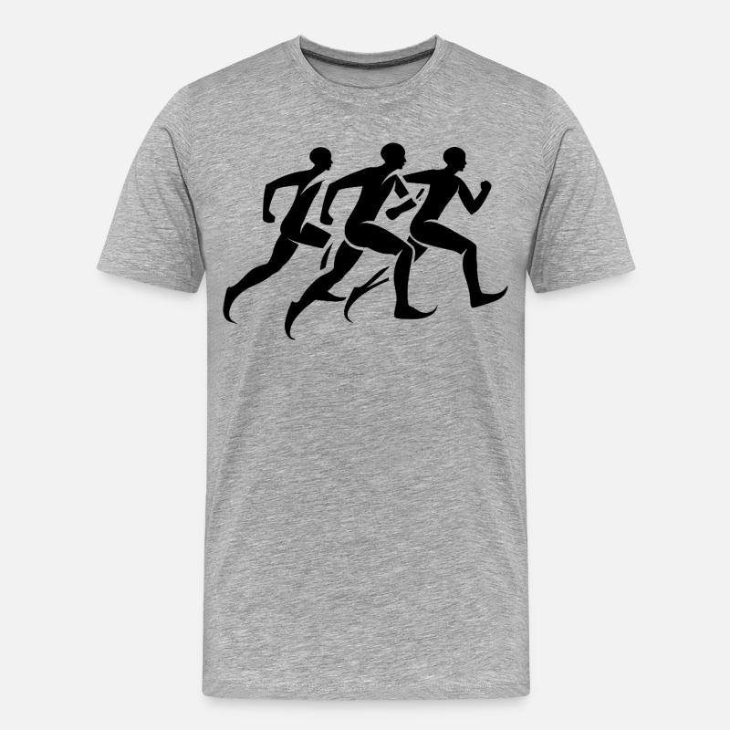 Läufer Zeichnung - Männer Premium Bio T-Shirt - Grau meliert