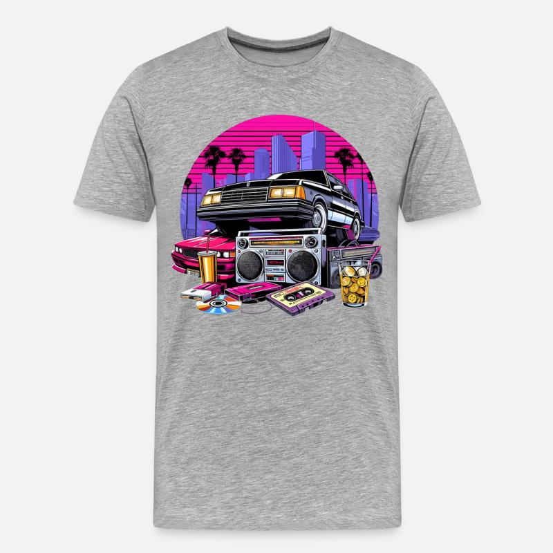 Kompaktkassette Ghettoblaster 90er Retro Geschenk - Männer Premium Bio T-Shirt - Grau meliert