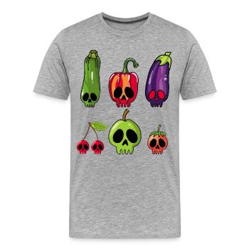 Obst- und Gemüseschädel - Männer Premium Bio T-Shirt - Grau meliert - Vorne - Damien (186cm)