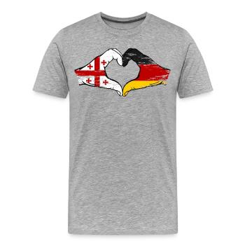 Géorgie Allemagne Drapeau Mains Coeur Forme utilisation - T-shirt bio Premium Homme - gris chiné - Devant - Damien (186cm)