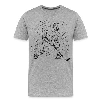 Eishockeyspieler Skizze - Männer Premium Bio T-Shirt - Grau meliert - Vorne - Damien (186cm)