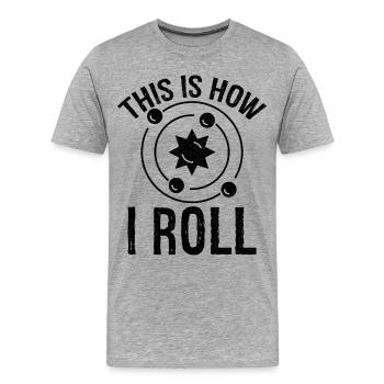 so rolle ich Astrophysik - Männer Premium Bio T-Shirt - Grau meliert - Vorne - Damien (186cm)