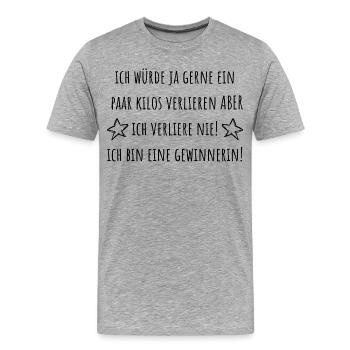 Ich bin eine Gewinnerin! Ich verliere nie! - Männer Premium Bio T-Shirt - Grau meliert - Vorne - Damien (186cm)