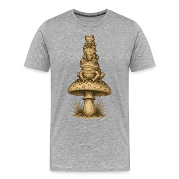 Frog Totem on Mushroom Stack - Men's Premium Organic T-Shirt - heather grey - Front - Damien (186cm)