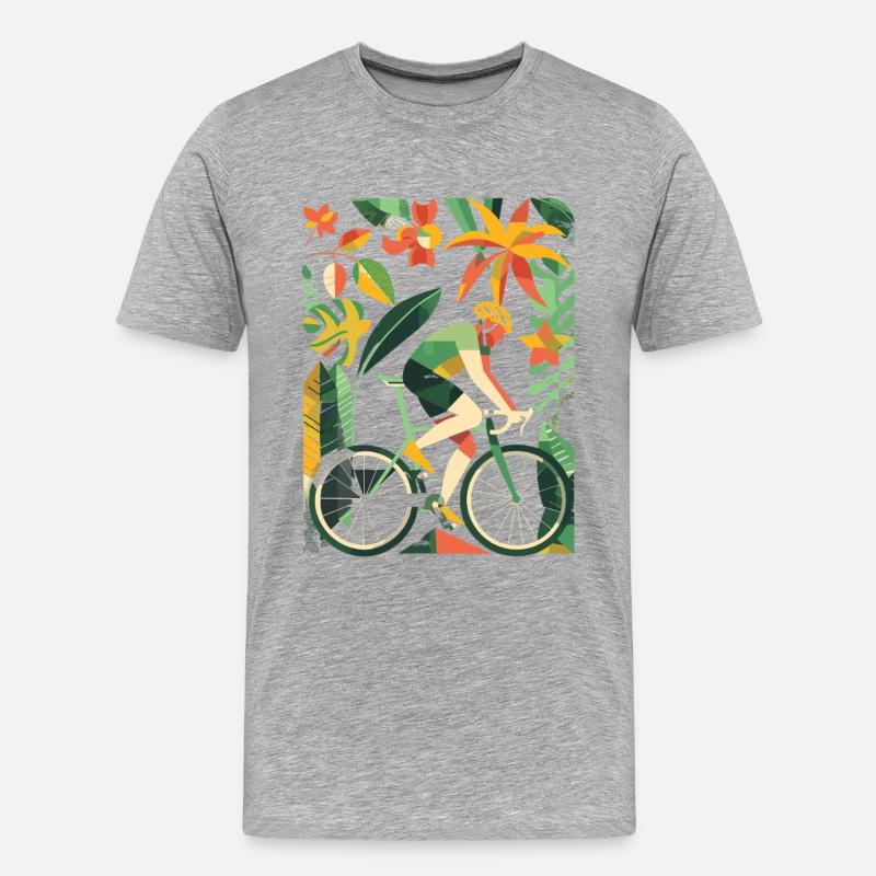 Fahrradfahrer Comic Look - Männer Premium Bio T-Shirt - Grau meliert