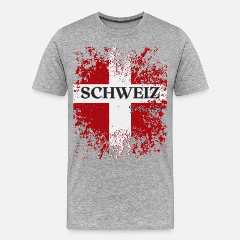 Flagge der Schweiz, Schweizer Stolz - Männer Premium Bio T-Shirt - Grau meliert