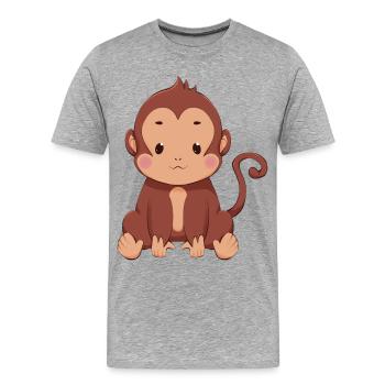 Affe - Männer Premium Bio T-Shirt - Grau meliert - Vorne - Damien (186cm)