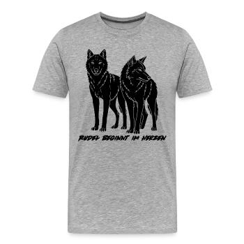 RUDEL BEGINNT IM HERZEN - Männer Premium Bio T-Shirt - Grau meliert - Vorne - Damien (186cm)