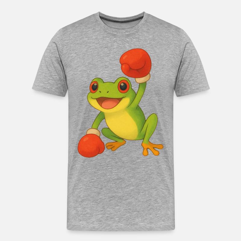 Frosch mit Boxhandschuhen - Männer Premium Bio T-Shirt - Grau meliert