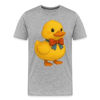 Ente mit Schleife - Männer Premium Bio T-Shirt - Grau meliert - Vorne - Damien (186cm)