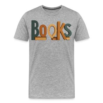 Buchstaben als Bücher Typografie - Männer Premium Bio T-Shirt - Grau meliert - Vorne - Damien (186cm)