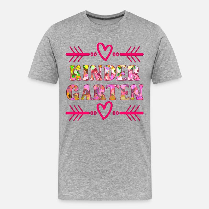 KINDERGARTEN FLORALES MUSTER - Männer Premium Bio T-Shirt - Grau meliert