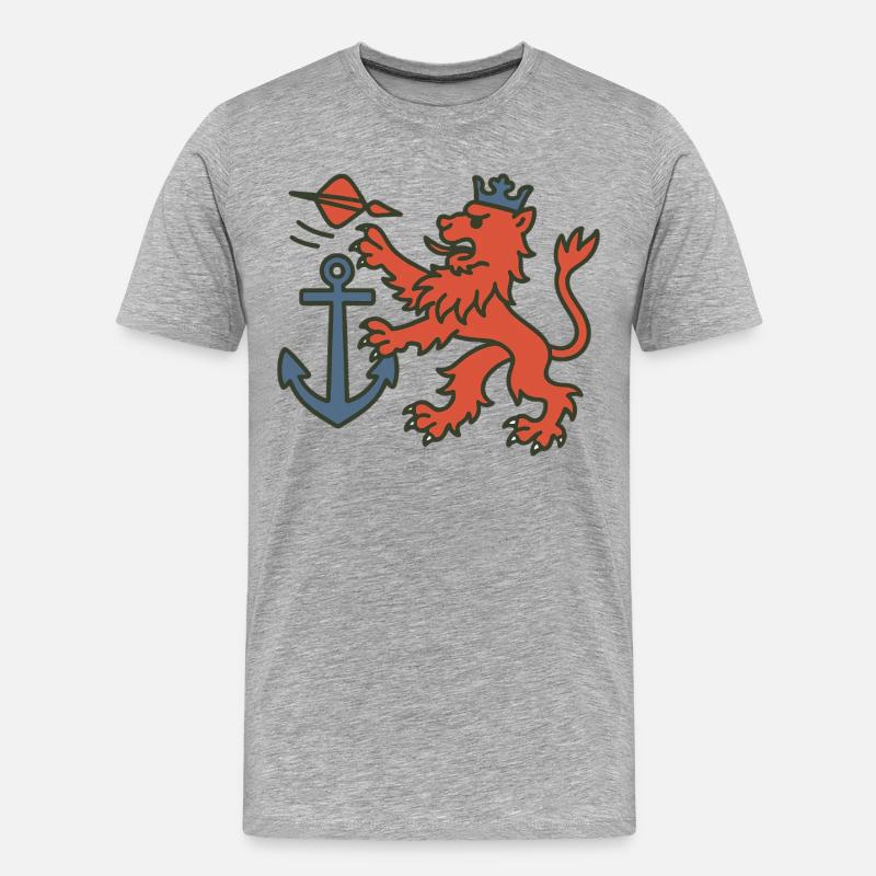 Düsseldorfer Löwe mit Dartpfeil - Männer Premium Bio T-Shirt - Grau meliert