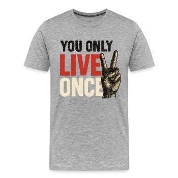 You only live vintage once - Men's Premium Organic T-Shirt - heather grey - Front - Damien (186cm)