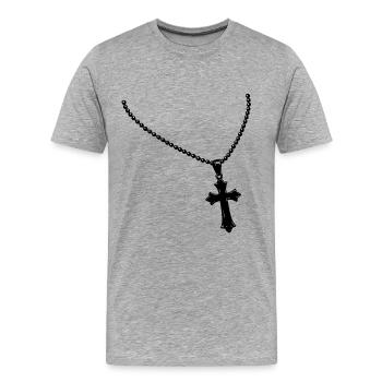 Necklace with cross - Men's Premium Organic T-Shirt - heather grey - Front - Damien (186cm)