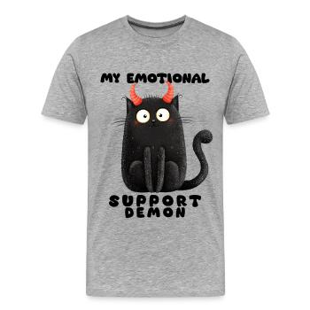 Emotionaler Support-Dämon – Lustige Katzen Edition - Männer Premium Bio T-Shirt - Grau meliert - Vorne - Damien (186cm)