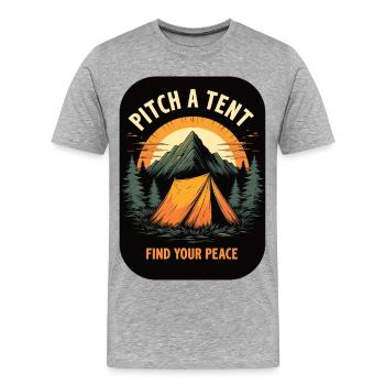 Camping - Plantez votre tente, trouvez votre tranquillité - T-shirt bio Premium Homme - gris chiné - Devant - Damien (186cm)
