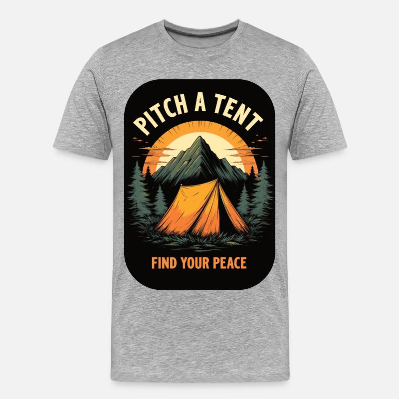 Camping - Schlag ein Zelt auf finde deinen Frieden - Männer Premium Bio T-Shirt - Grau meliert