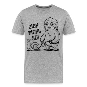 Zieh nicht so - Schnecke und Faultier - Männer Premium Bio T-Shirt - Grau meliert - Vorne - Damien (186cm)