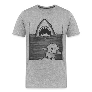 Shark Sheep - Männer Premium Bio T-Shirt - Grau meliert - Vorne - Damien (186cm)