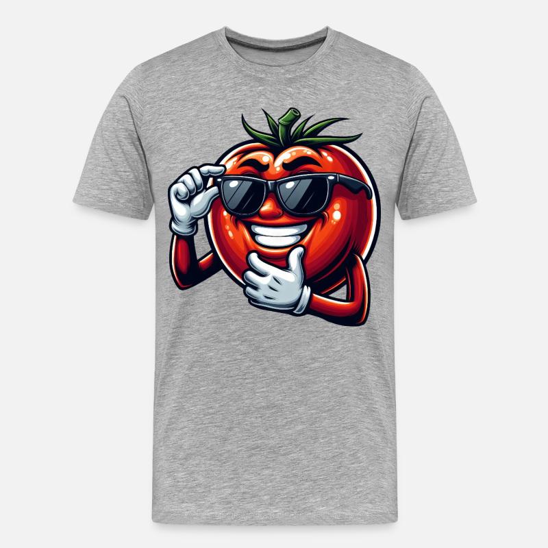 Coole Tomate mit Sonnenbrille Sommer Eitelkeit - Männer Premium Bio T-Shirt - Grau meliert