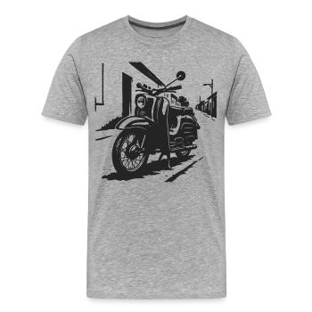 La poésie de rue sur deux roues - T-shirt bio Premium Homme - gris chiné - Devant - Damien (186cm)