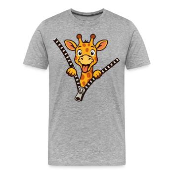 Freche Giraffe - Männer Premium Bio T-Shirt - Grau meliert - Vorne - Damien (186cm)