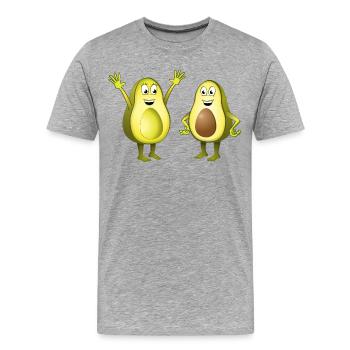 Image de deux avocats joyeux - T-shirt bio Premium Homme - gris chiné - Devant - Damien (186cm)