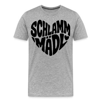 Schlamm Mädl  - Männer Premium Bio T-Shirt - Grau meliert - Vorne - Damien (186cm)