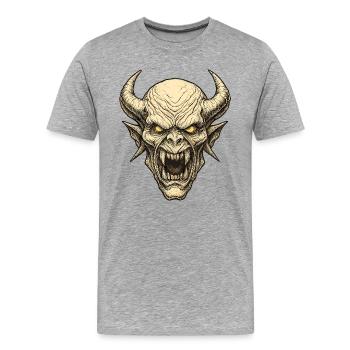 Masque Démoniaque Hornenkopf - T-shirt bio Premium Homme - gris chiné - Devant - Damien (186cm)