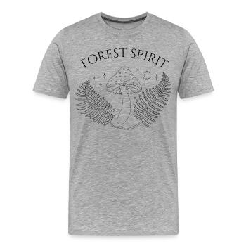 Waldgeist, Pilz und Farn - Männer Premium Bio T-Shirt - Grau meliert - Vorne - Damien (186cm)