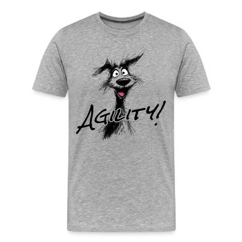 L’agilité – le sport canin - T-shirt bio Premium Homme - gris chiné - Devant - Damien (186cm)