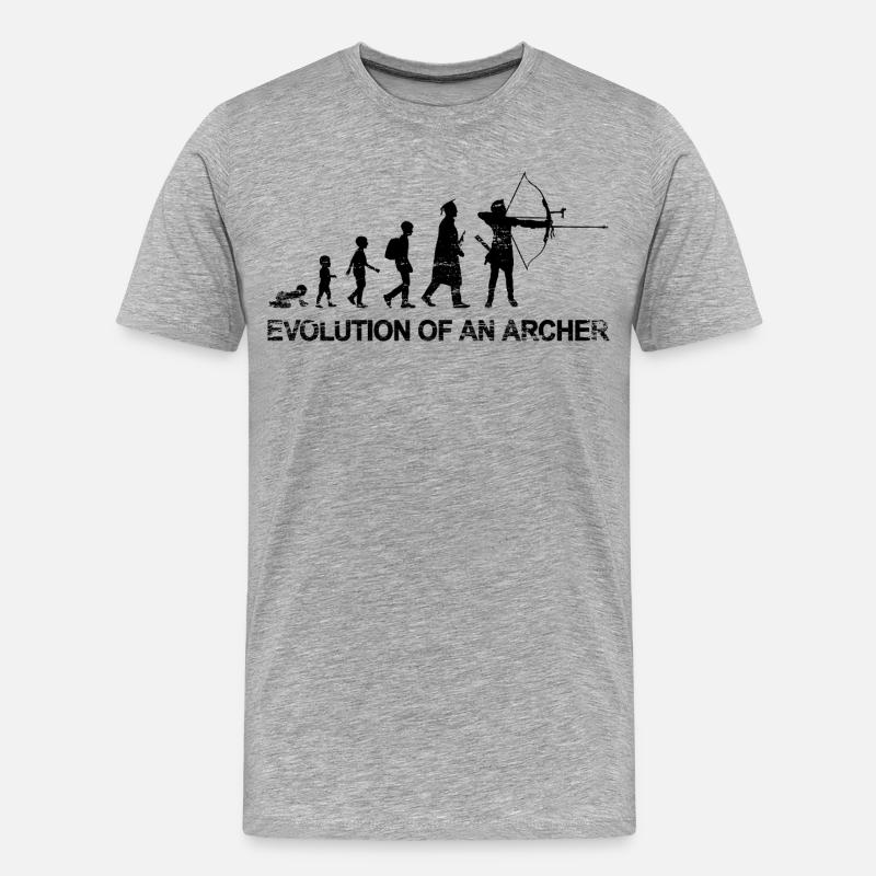 Entwicklung eines Bogenschützen - Männer Premium Bio T-Shirt - Grau meliert