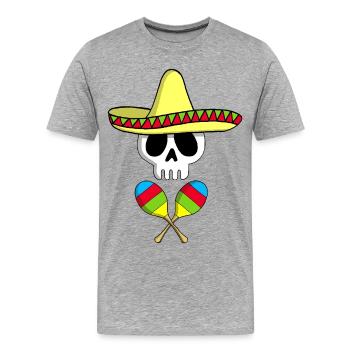 Crâne mexicain - T-shirt bio Premium Homme - gris chiné - Devant - Damien (186cm)