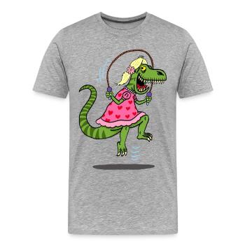 Déguisement du tyrannosaure pour la chasse - T-shirt bio Premium Homme - gris chiné - Devant - Damien (186cm)