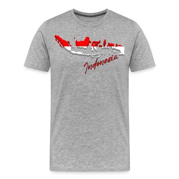 Carte de l’Indonésie, drapeau de l’Indonésie - T-shirt bio Premium Homme - gris chiné - Devant - Damien (186cm)
