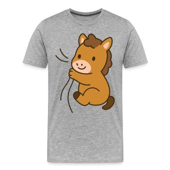 Poulain câliné - T-shirt bio Premium Homme - gris chiné - Devant - Damien (186cm)