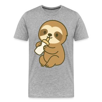 Bottle Time Sloth - Baby Sloth with Bottle - Men's Premium Organic T-Shirt - heather grey - Front - Damien (186cm)
