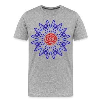 Rose in der blauen Sonne - Männer Premium Bio T-Shirt - Grau meliert - Vorne - Damien (186cm)