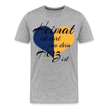 Heimat ist dort wo dein Herz ist - Männer Premium Bio T-Shirt - Grau meliert - Vorne - Damien (186cm)