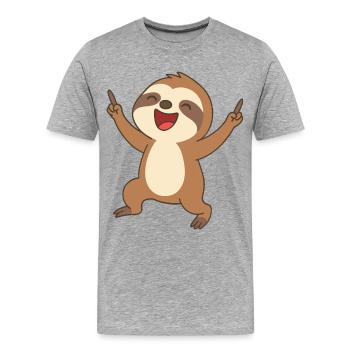 Happy Sloth - Men's Premium Organic T-Shirt - heather grey - Front - Damien (186cm)