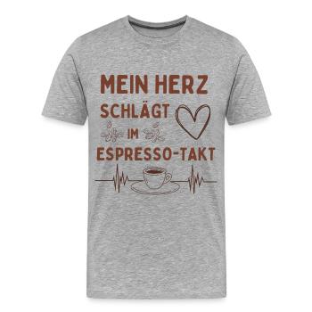 Espresso beat – heart with caffeine beat - Men's Premium Organic T-Shirt - heather grey - Front - Damien (186cm)