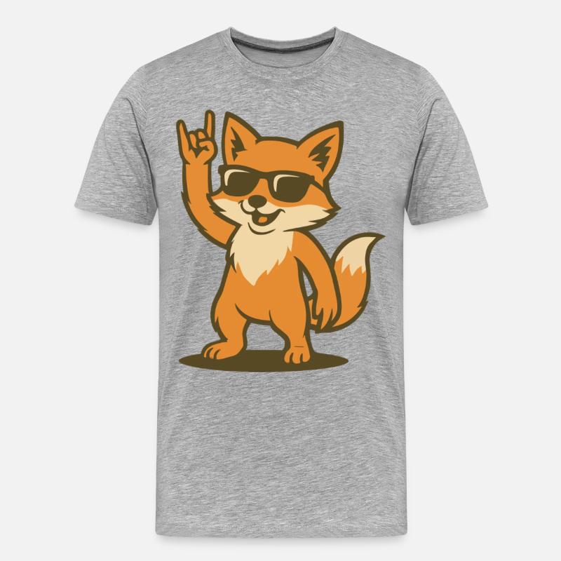 Fox on Fire - Männer Premium Bio T-Shirt - Grau meliert